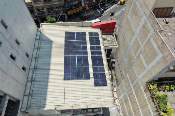 15kWp Ongrid Manila Bank Branch 15 kWp on-grid solar array on a bank branch rooftop in Manila
